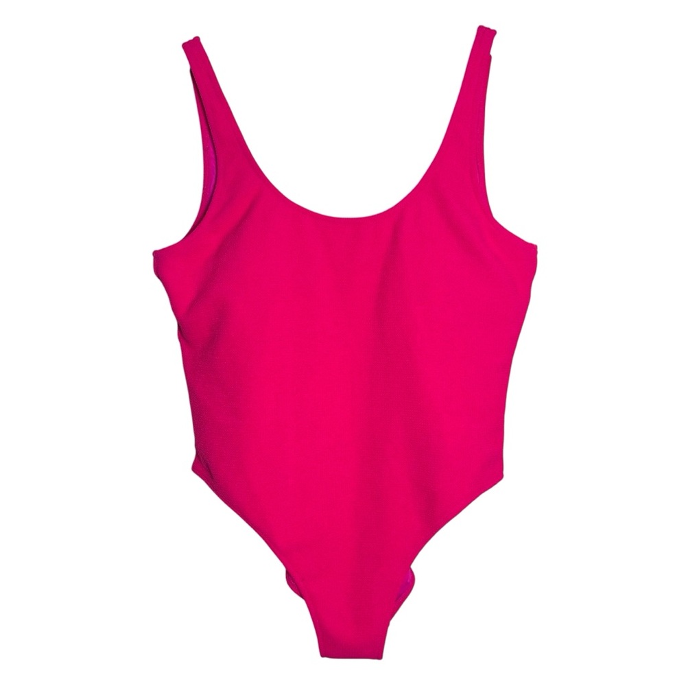 Sleek Pink One Piece Swimsuit with Tank Straps‎